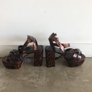 Topshop leopard 70s platform sandal shoes